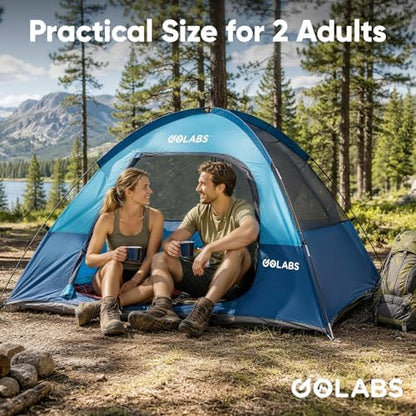 Golabs CT1 2 Person Camping Tent, Easy Set Up in 3 Min, Mesh Top & Door