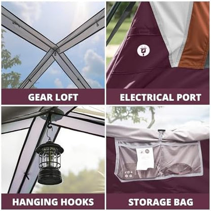 CAMEL CROWN 4/6 Person Instant Cabin Tent, Pop Up Windproof Tents for Camping, 60-Second Setup Family Tent with Carry Bag for Outdoor Hiking