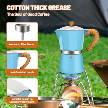 9 Cup Aluminum Espresso Stovetop Moka Pot Express Coffee Maker Percolator Italian Classic Mocha Coffee Machine for Italian and Cuban Cafe Brewing for Home & Camping 450ml 15oz