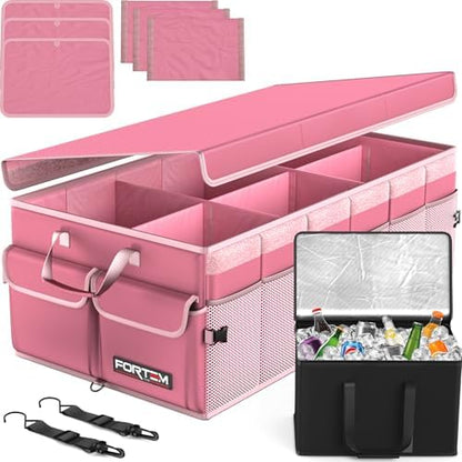 FORTEM Trunk Organizer - Foldable Car Organizer with Cooler for SUV, Trucks