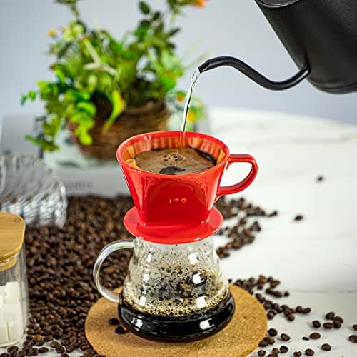 Pour Over Ceramic, Coffee Dripper Ceramic Coffee Maker,Red