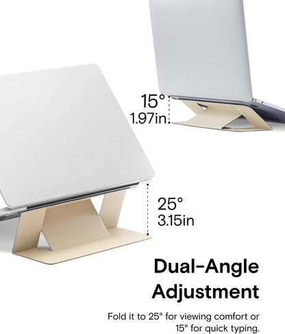 MOFT Laptop Stand for Desk, Adhesive MacBook Computer Stand with 2 Adjustable Viewing Angles, Foldable and Portable Laptop Riser Compatible with 11"-16" Laptops, Earthen Beige