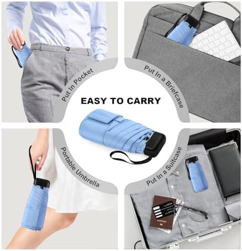 LEAGERA Mini Umbrella - Compact, Waterproof Travel Umbrella for Light Rain, Suitable for Women's Purse and Pocket