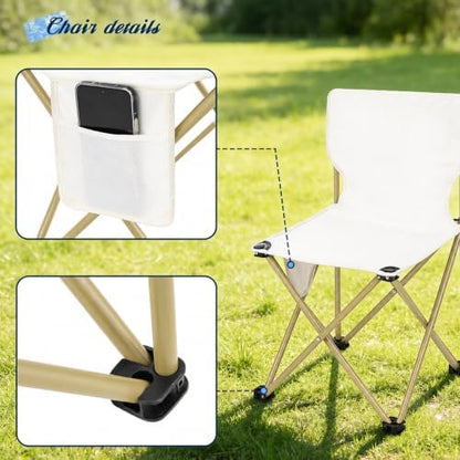 Camping Table with 6 Chairs, Portable Folding Picnic Table Set-Beige