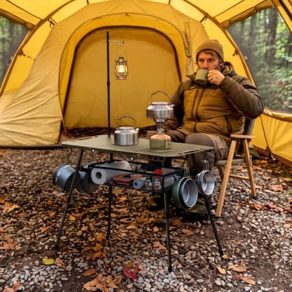 Anbte Tactical Folding Camping Table, 14-23.2 in Adjustable Legs, Aluminum