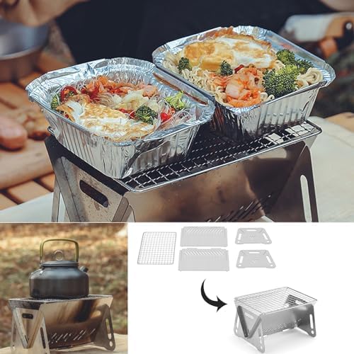 Portable Camping Grill, Mini Charcoal Camp Grill with Bag, 20 Bamboo Sticks