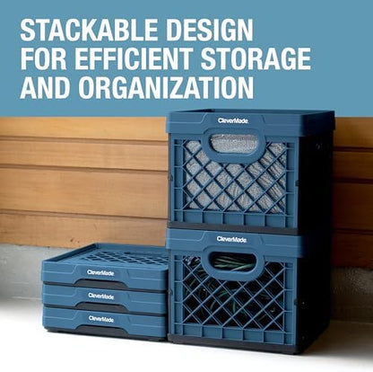 CleverMade Collapsible Milk Crate (EcoCrate) - 25L - Ocean (3PK)