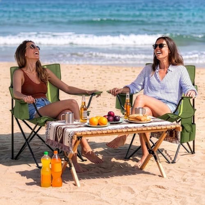Outvita Portable Camping Chair with Insulated Cooler & Bag Green