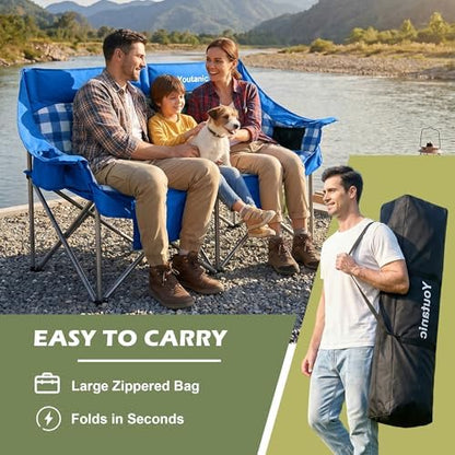 Youtanic 60" Extra Double Camping Chair for Adults, 700lbs Padded Loveseat