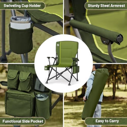 TIMBER RIDGE Oversized Folding Camping Chair High Back 500lbs