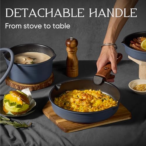 CAROTE 30pcs Titanium Cookware Set, Pots and Pans Set Detachable Handle