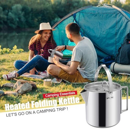Camping Tea Kettle, Portable 1.2L Coffee Pot, Silver