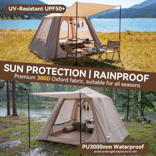 Inflatable Tents for Camping, 2-4 Person Blow Up Tent with Pump