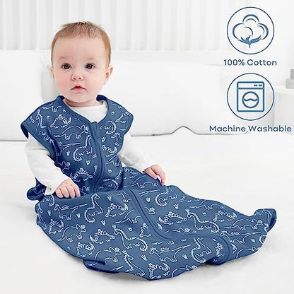 Yoofoss Baby Sleep Sack 6-12 Month 0.5TOG 100% Organic Cotton 2-Way Zipper