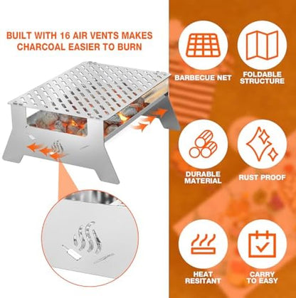 Onlyfire Portable Charcoal Grill, Heavy Duty Stainless Steel