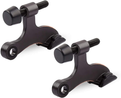 HOMOTEK 2 Pack Hinge Pin Oil Rubbed Bronze Door Stopper,Adjustable Deluxe Heavy Duty Door Stopper 2-1/2"x1-3/4”,with Black Rubber Bumper Tips