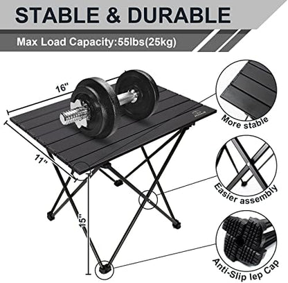 MSSOHKAN Camping Table Folding Portable Camp Side Table Aluminum Lightweight Carry Bag Beach Outdoor Hiking Picnics BBQ Cooking Dining Kitchen