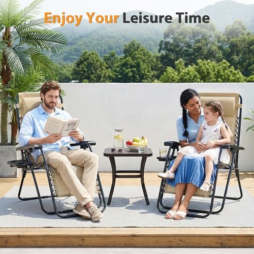 NEWBULIG Zero Gravity Chairs Set of 2, Folding Lounge Recliner Chair