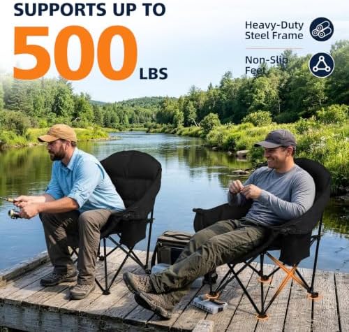 Oversized Camping Chair for Adults - Outdoor Lawn Camp Chair 2 Pack