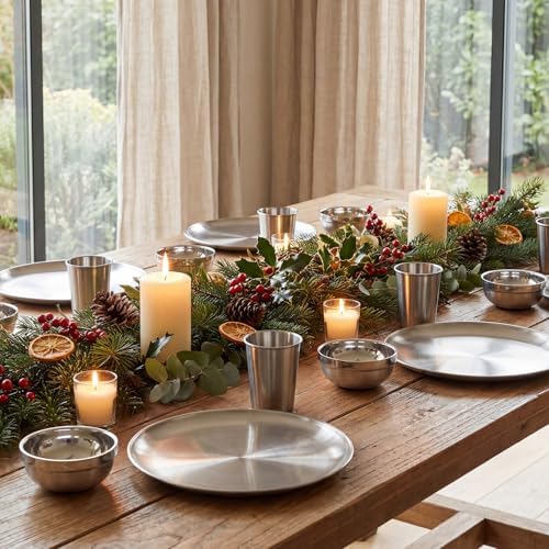 Sunnyray 6 Sets Stainless Steel Plates, Bowls, Cups for Camping