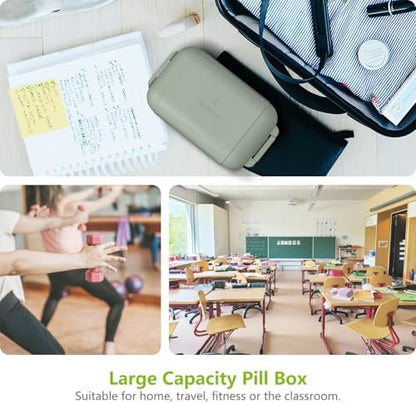 7 Compartments Travel Pill Organizer, Foldable Portable Airtight Pill Box