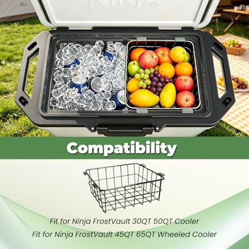 Cooler Basket for Ninja FrostVault 50qt Hard Cooler & 45qt/65qt Wheeled Cooler-Organizer Rack for Efficient Storage, Stays Food Chilled and Dry，Basket for Camping Trips or Outdoor Parties