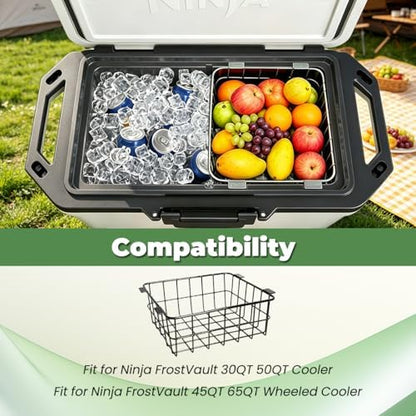 Cooler Basket for Ninja FrostVault 50qt Hard Cooler & 45qt/65qt Wheeled Cooler-Organizer Rack for Efficient Storage, Stays Food Chilled and Dry，Basket for Camping Trips or Outdoor Parties