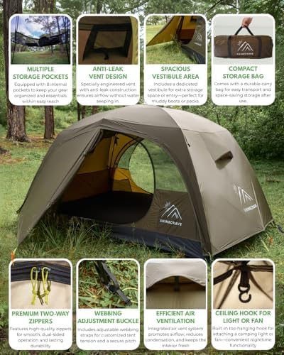 Camping Tent 2 Person, Backpacking Tent, 20D Nylon/Taffeta PU3000mm
