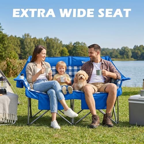 Youtanic 60" Extra Double Camping Chair for Adults, 700lbs Padded Loveseat