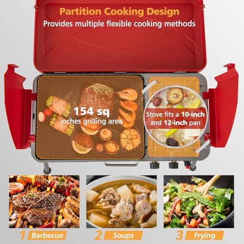 Giantex 2-in-1 Portable Propane Gas Grill & Stove with Detachable Legs