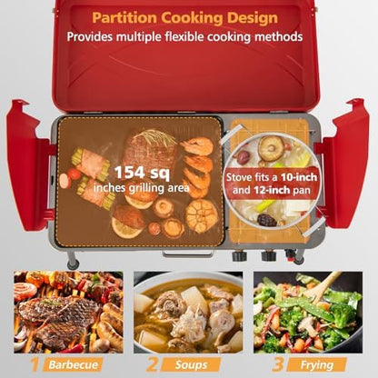 Giantex 2-in-1 Portable Propane Gas Grill & Stove with Detachable Legs