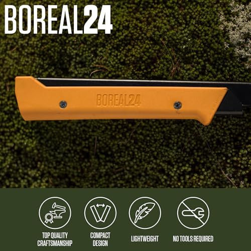 AGAWA - BOREAL24-24 Inch Folding Saw with All-Purpose Saw Blade - Camping Gear For Hiking, Fishing, Hunting, Bushcraft & Survival Kit (Black Frame/Yellow Handle)