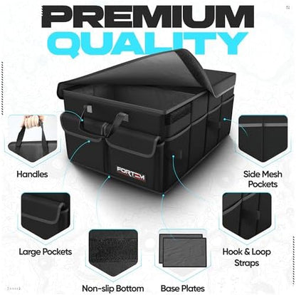 FORTEM Trunk Organizer - Foldable Car Organizer & Storage for SUVs & Trucks