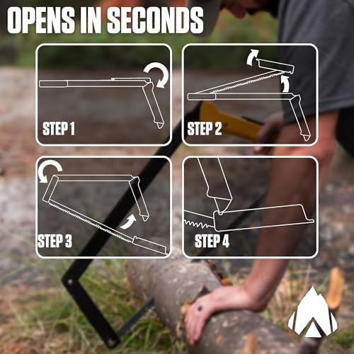 AGAWA - BOREAL24-24 Inch Folding Saw with All-Purpose Saw Blade - Camping Gear For Hiking, Fishing, Hunting, Bushcraft & Survival Kit (Black Frame/Yellow Handle)