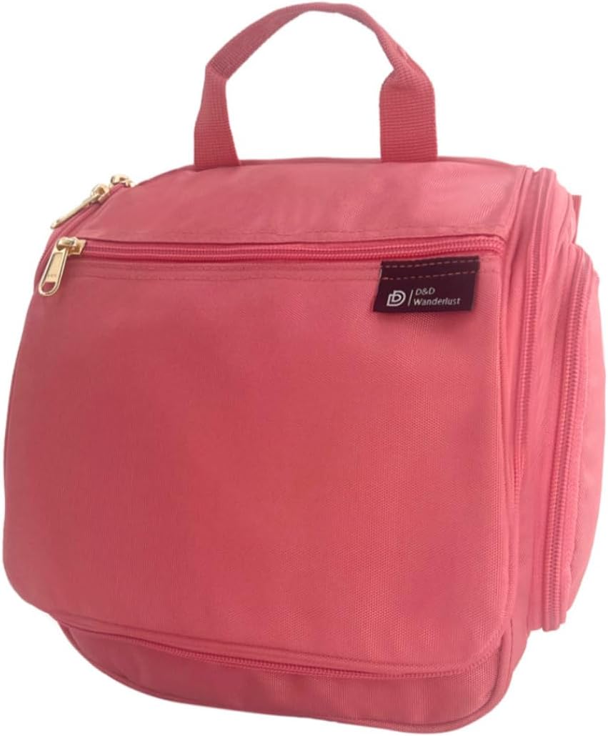 D&D Hanging Travel Toiletry Bag for Men and Women – Large Cosmetics, Makeup and Toiletries Organizer Kit with 10 Compartments, YKK Zippers, XXL Metal Swivel Hook, Water-Resistant Nylon