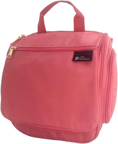 D&D Hanging Travel Toiletry Bag for Men and Women – Large Cosmetics, Makeup and Toiletries Organizer Kit with 10 Compartments, YKK Zippers, XXL Metal Swivel Hook, Water-Resistant Nylon