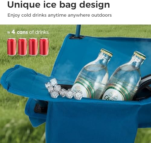 LET'S CAMP Camping Chair 2 Pack Folding Chair with 4-Can Cooler Bag