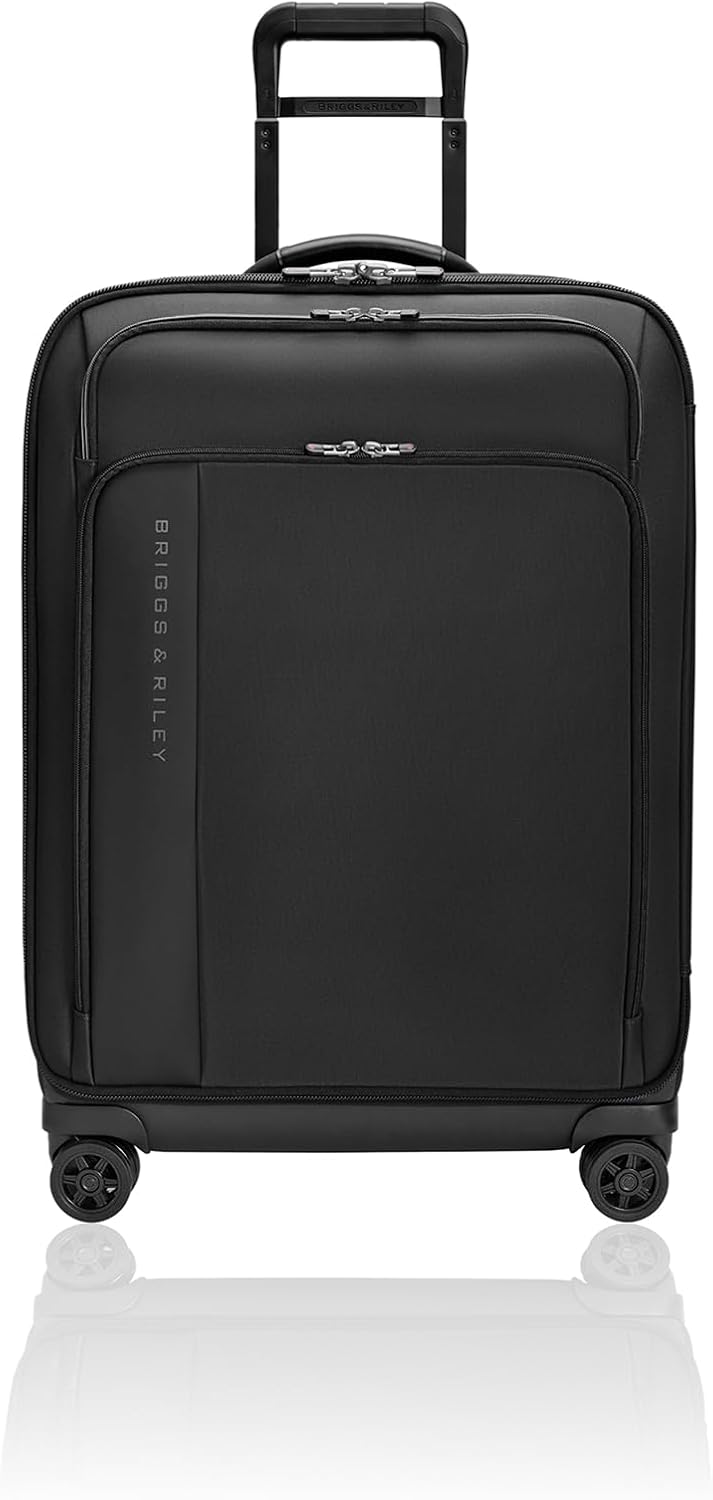 Briggs & Riley 26" Medium Expandable Spinner - Checked Luggage for Travel, Suitcases with Wheels, Softside Rolling Bag for Men & Women - ZDX Collection, Black