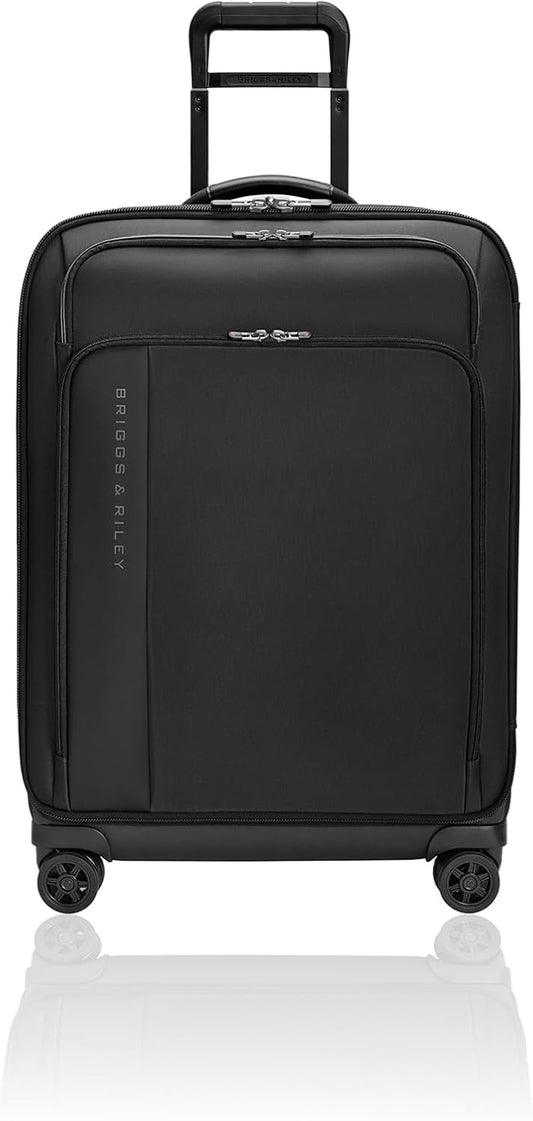 Briggs & Riley 26" Medium Expandable Spinner - Checked Luggage for Travel, Suitcases with Wheels, Softside Rolling Bag for Men & Women - ZDX Collection, Black