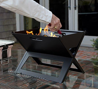 Fire Sense 60508 Notebook BBQ Grill 3.5mm Cooking Bars Instant Foldable & Easy Portability For Outdoor Barbecues Camping Traveling Picnics Garden Beach Party - Black