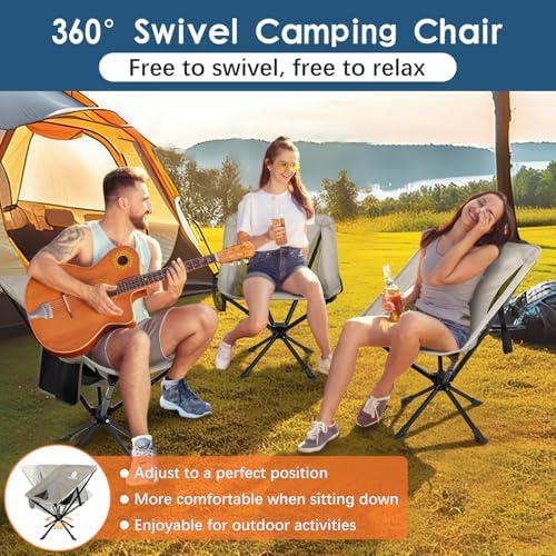Raynesys Portable Swivel Camping Chair, 8 Seconds Quick Setup Easy Carry
