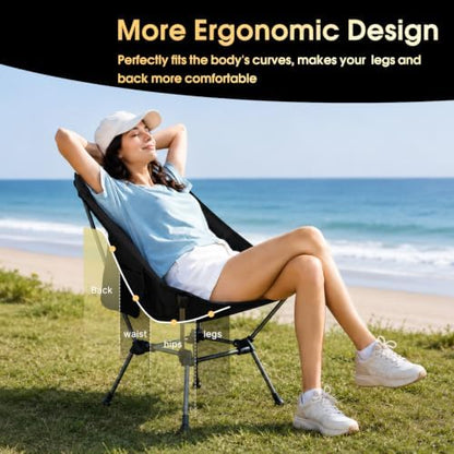 MOON LENCE Portable Camping Chair Plus, Larger & Roomier, Compact and Lightweight, Folding Chair for Backpacking Hiking Beach, Ultralight Camp Chair 330Lbs Capacity