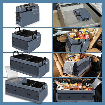 Trunk Organizer and Storage with Built-In Insulated Leak Proof Cooler Bag