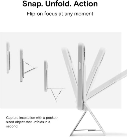 MOFT Phone Tripod Stand Selfie Stick for iPhone, Multi-Angles iPhone Stand, Lightweight & Portable Phone Holder, Strong Magnets, MOVAS Vegan Leather, Travel Essentials, Sapphire (Without Card Slot)