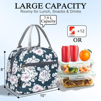 FlowFly Insulated Lunch Cooler Bag - Tote Bag Organizer for Women/Men, Plum
