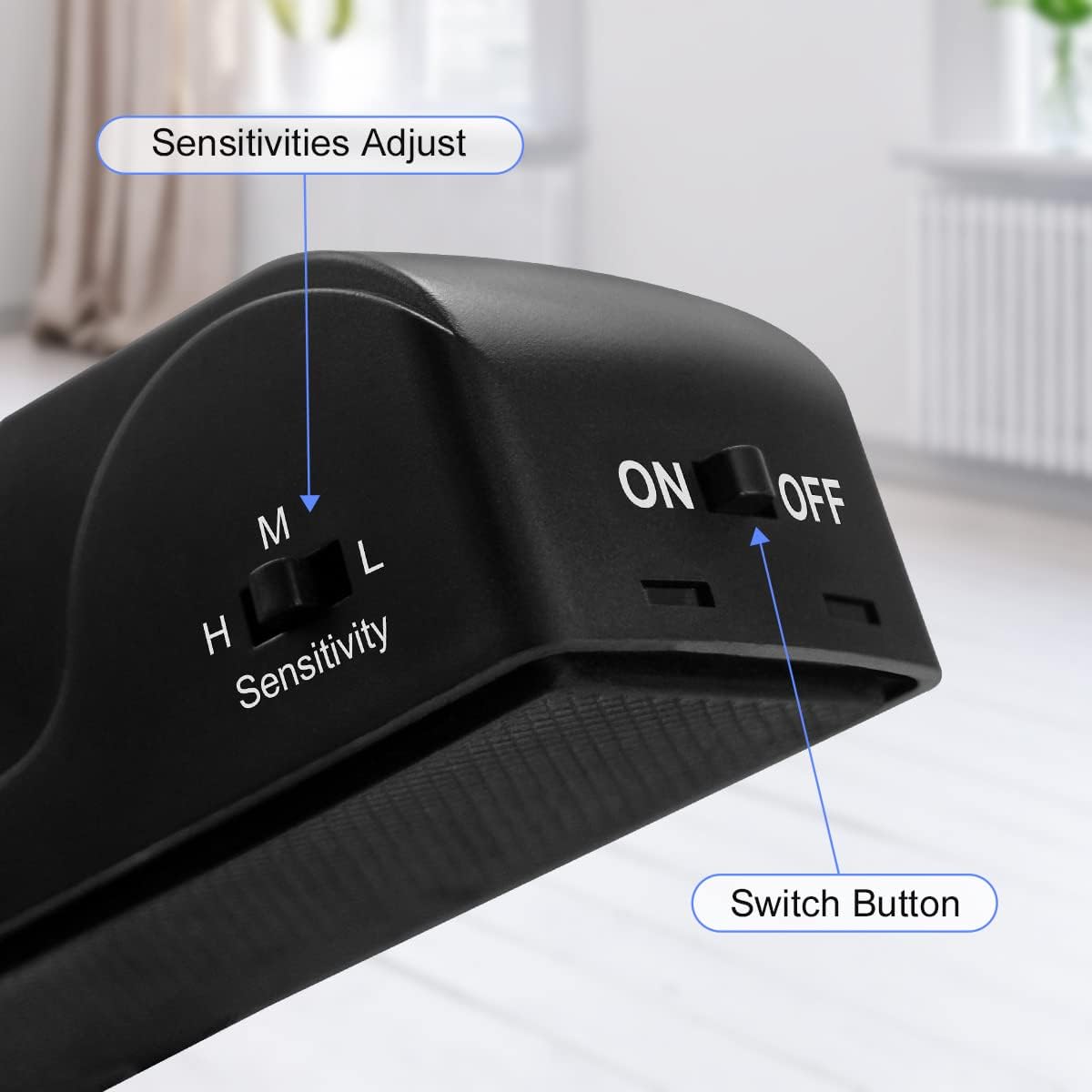 4 Pack Door Stop Alarm, Door Stopper with 120DB Security Alarm, Floor Wedge Door Stop Siren, Door Security Devices for Traveling, Apartment, Hotel and Home, Black