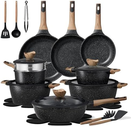 CAROTE 26pcs Nonstick Pots and Pans Set, Cookware Sets