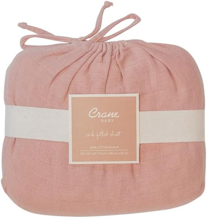 Crane Baby Fitted Sheet, Soft Cotton Fitted Sheet for Cribs and Nurseries, Beige Copper, 28”w x 52”h x 9”d