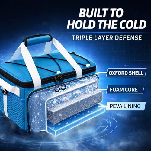 Paddle Board Cooler Bag, 25L Insulated SUP Deck Bag Fits 30 Cans, Water-Resistant Kayak Cooler with Top Bungee Storage, 6 Elastic Clips, Shoulder Strap & Bottle Opener, Paddle Board Accessories