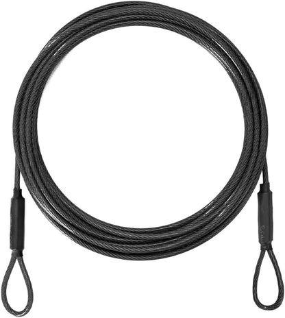 3.3mm (1/8 Inch) Outdoor Travel Stainless Steel Security Cable-10ft Luggage Lock Safety Wire Flexible Steel Wire Rope with Double Loop Safety for Luggage, Bike, Lock (Black, 10ft-(1Pack)